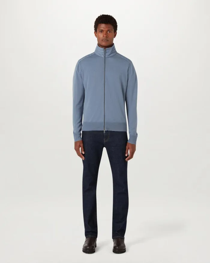 Knitwear Men Belstaff Kelby Zip Cardigan Blue Flint Knitwear Men Belstaff Kelby Zip Cardigan Blue Flint