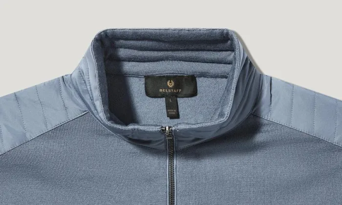 Knitwear Men Belstaff Kelby Zip Cardigan Blue Flint Knitwear Men Belstaff Kelby Zip Cardigan Blue Flint