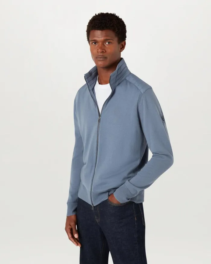 Knitwear Men Belstaff Kelby Zip Cardigan Blue Flint Knitwear Men Belstaff Kelby Zip Cardigan Blue Flint