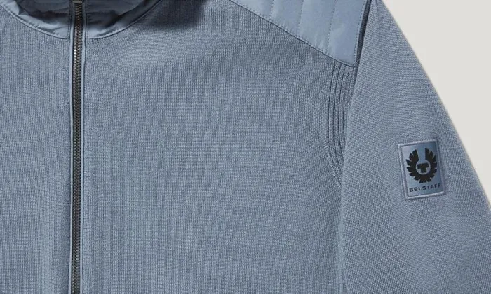 Knitwear Men Belstaff Kelby Zip Cardigan Blue Flint Knitwear Men Belstaff Kelby Zip Cardigan Blue Flint