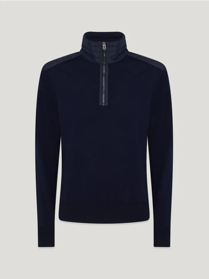 Knitwear Men Belstaff Kilmington Quarter Zip Jumper Dark Ink