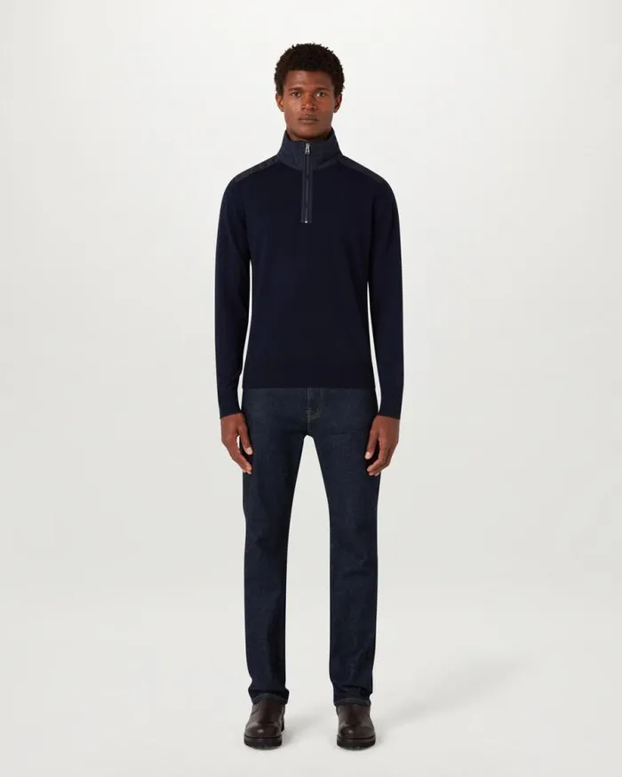 Knitwear Men Belstaff Kilmington Quarter Zip Jumper Dark Ink