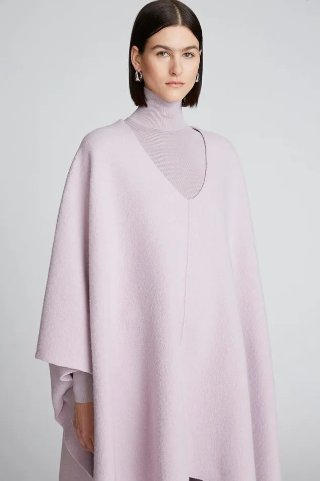 Knitwear Women Halston Bridget Poncho In Boiled Wool Light Plum