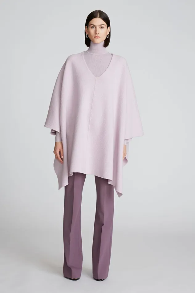 Knitwear Women Halston Bridget Poncho In Boiled Wool Light Plum