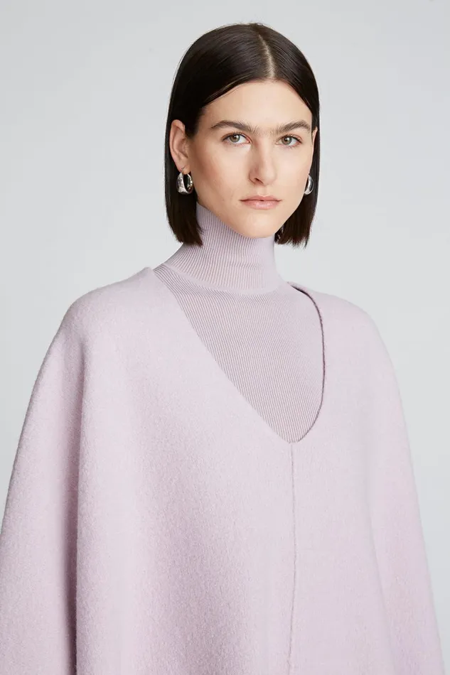 Knitwear Women Halston Bridget Poncho In Boiled Wool Light Plum