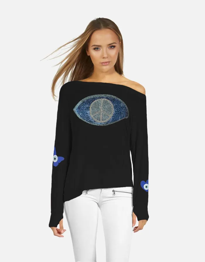 Krista Peace Evil Eye Black Women039s Lauren Moshi Long Sleeve