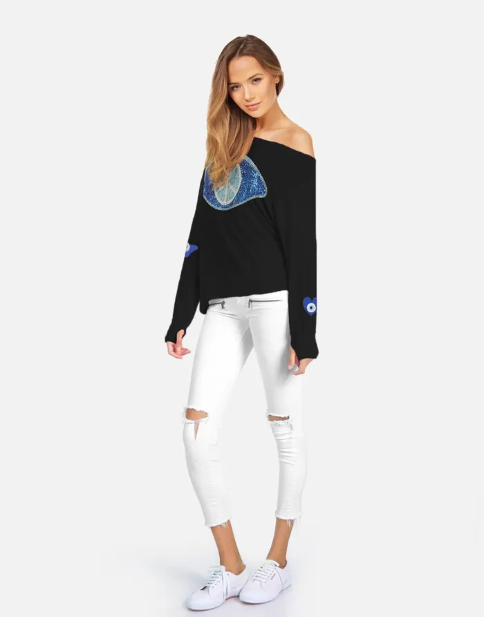 Krista Peace Evil Eye Black Women039s Lauren Moshi Long Sleeve