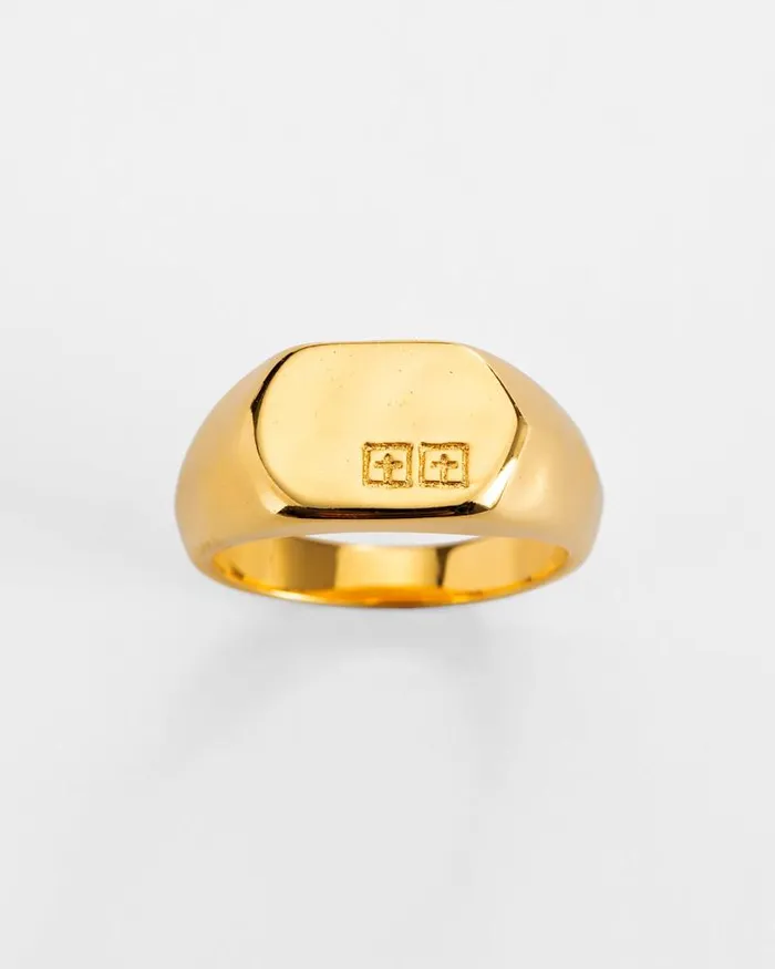 Ksubi 18k Dripps Box Cross Signet Ring WomensMens Jewelry