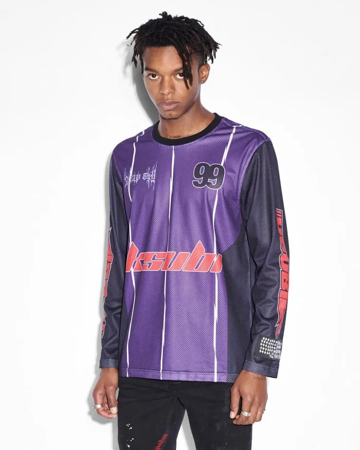 Ksubi Asap Tyy Moto Jersey Purple Mens Shirts