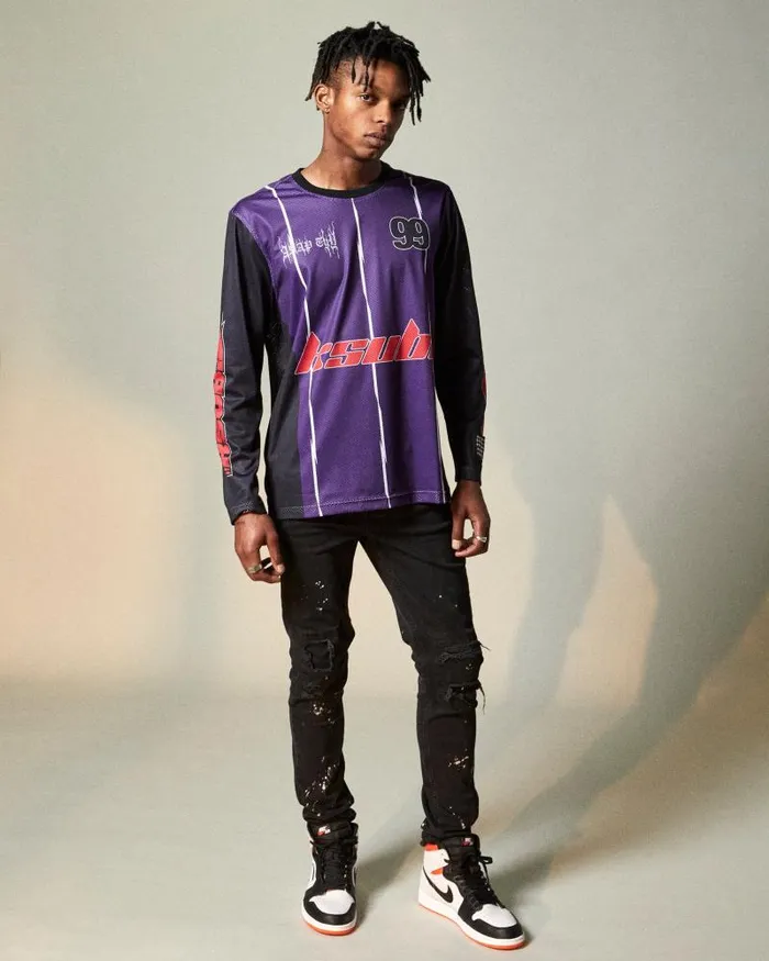 Ksubi Asap Tyy Moto Jersey Purple Mens Shirts