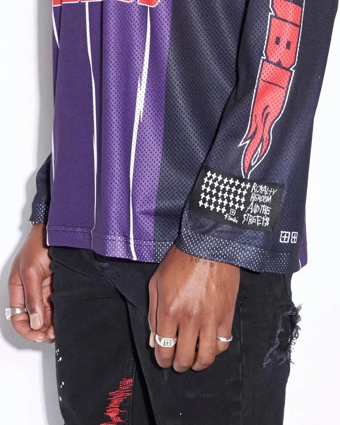 Ksubi Asap Tyy Moto Jersey Purple Mens Shirts