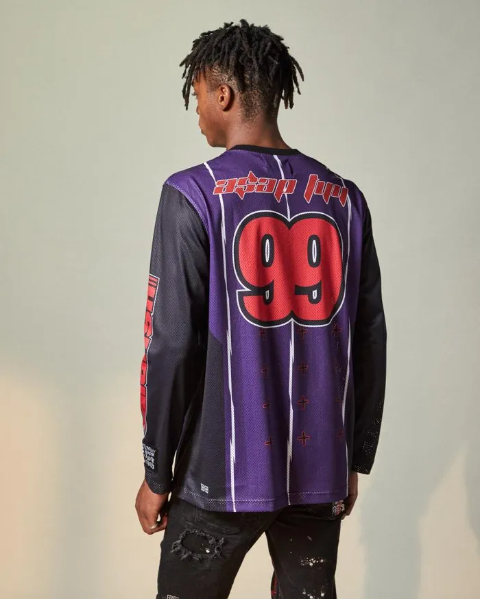 Ksubi Asap Tyy Moto Jersey Purple Mens Shirts