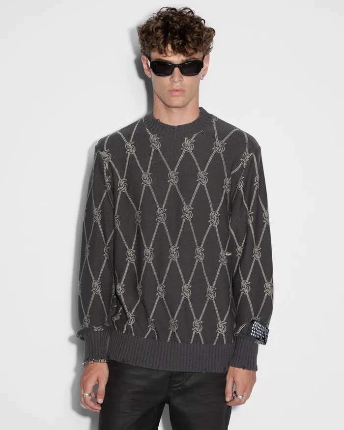 Ksubi Diamond Dollar Knit Crew Grey Mens Sweats
