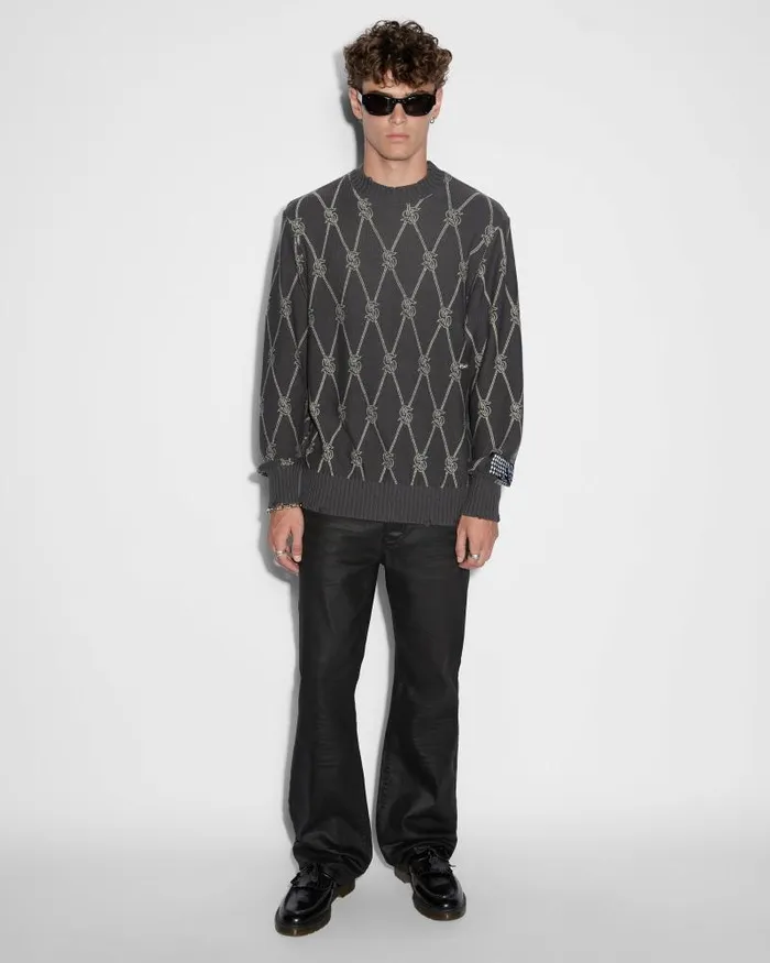 Ksubi Diamond Dollar Knit Crew Grey Mens Sweats