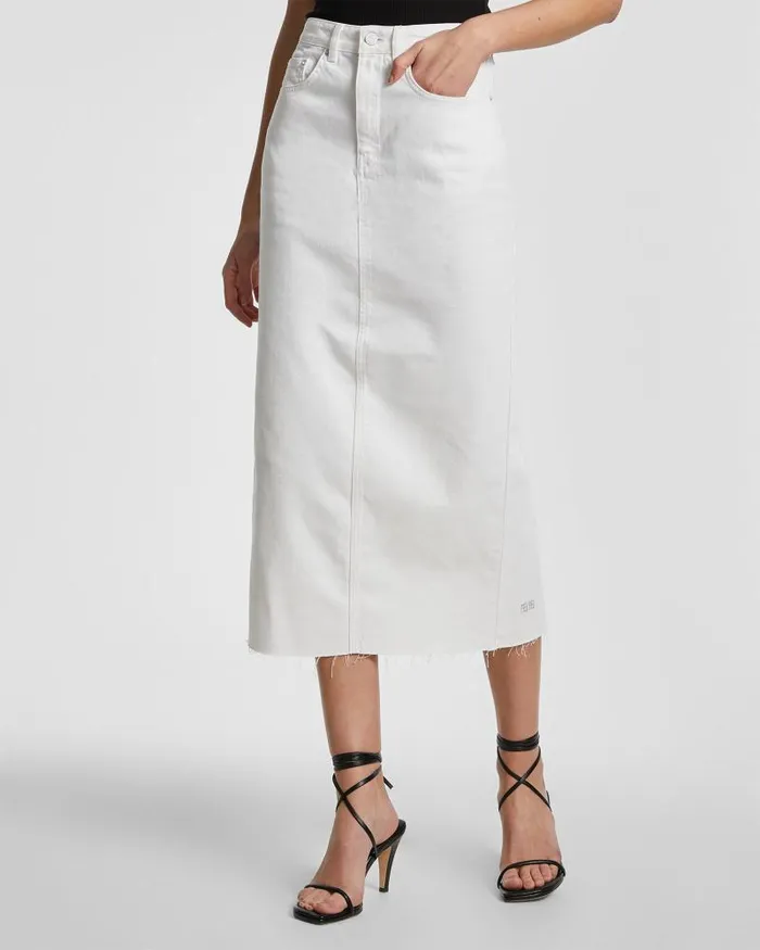 Ksubi Graduate Midi Skirt Blanc Womens Denim Skirts