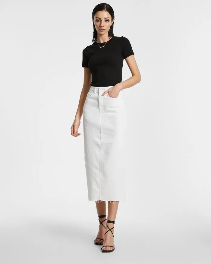Ksubi Graduate Midi Skirt Blanc Womens Denim Skirts