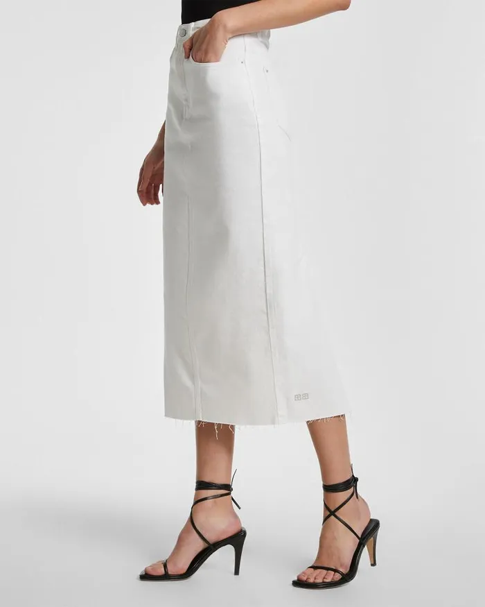 Ksubi Graduate Midi Skirt Blanc Womens Denim Skirts