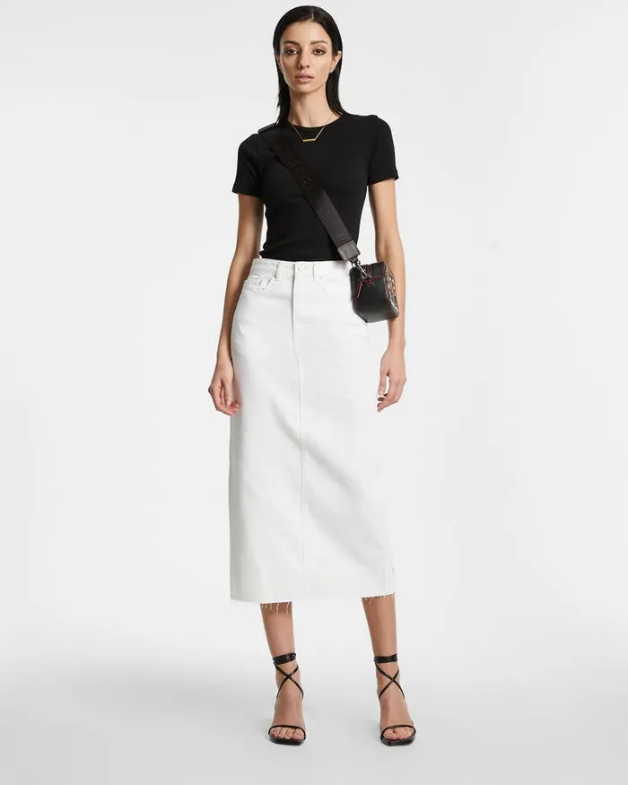 Ksubi Graduate Midi Skirt Blanc Womens Denim Skirts