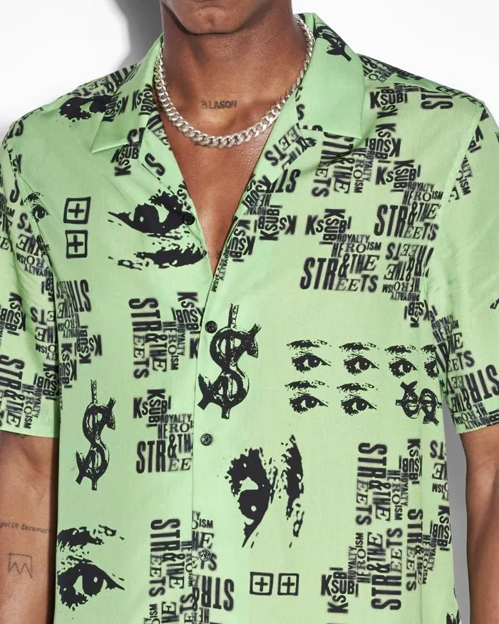 Ksubi Graff Resort Ss Shirt Green Mens Shirts