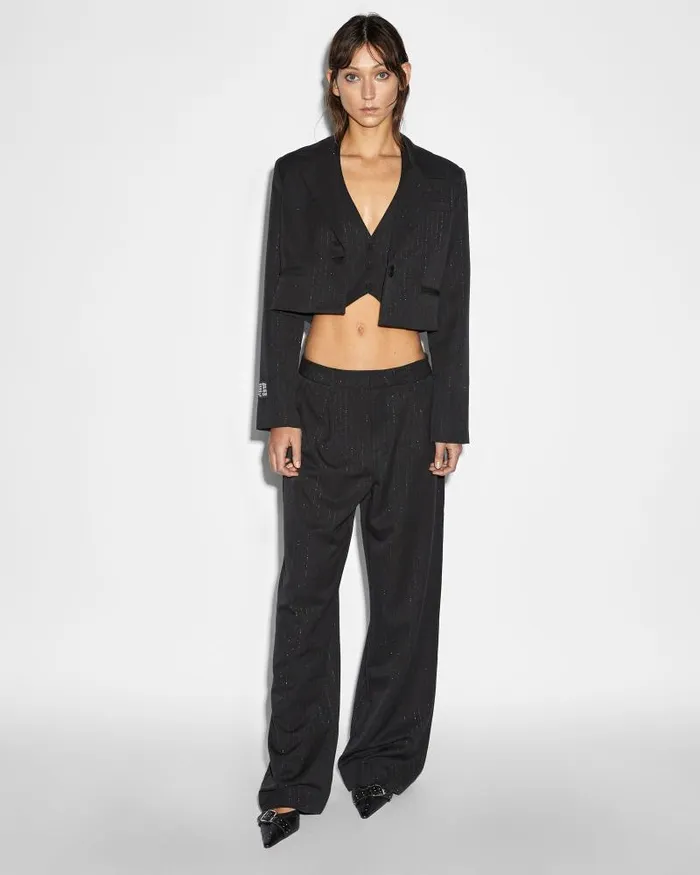 Ksubi London Crop Blazer Pinstripe Womens Jackets