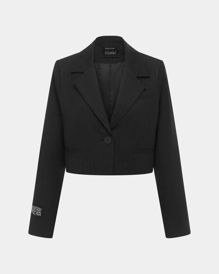 Ksubi London Crop Blazer Pinstripe Womens Jackets