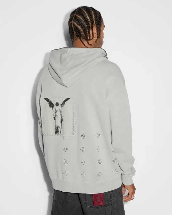 Ksubi Love Tripp Biggie Zip Thru Hoodie Moon Mens Hoodies and Sweatshirts