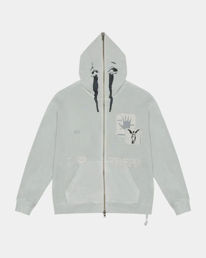 Ksubi Love Tripp Biggie Zip Thru Hoodie Moon Mens Hoodies and Sweatshirts