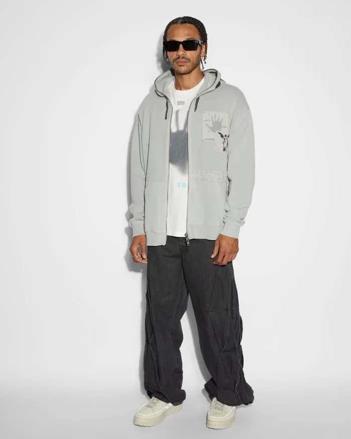 Ksubi Love Tripp Biggie Zip Thru Hoodie Moon Mens Hoodies and Sweatshirts