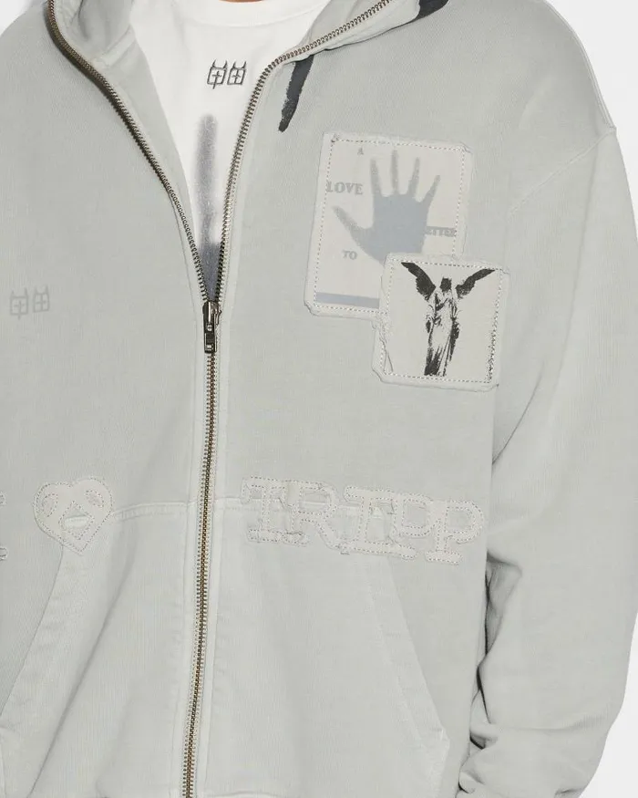 Ksubi Love Tripp Biggie Zip Thru Hoodie Moon Mens Hoodies and Sweatshirts