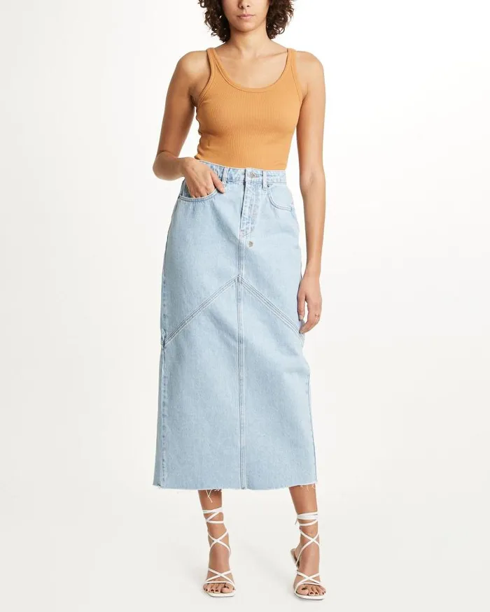 Ksubi Motion Midi Skirt Merci Womens Denim Skirts