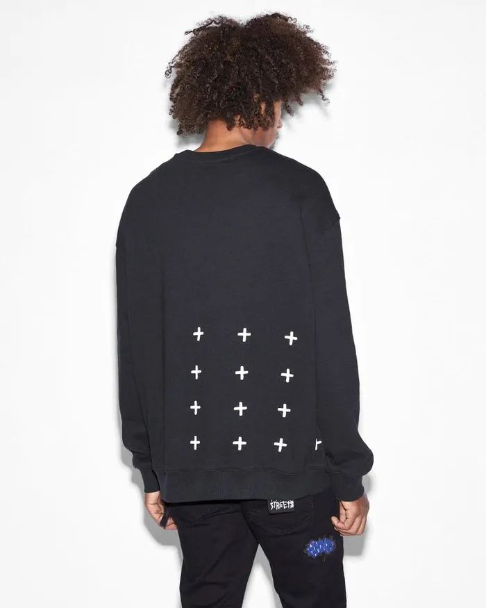 Ksubi Nyc 42154 Biggie Crew Jet Black Mens Sweats