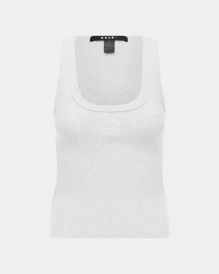 Ksubi Stacked Origin Tank Snow Marle Womens Tops