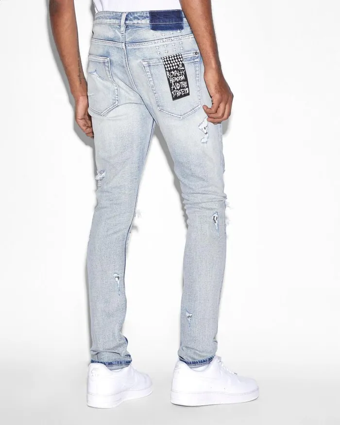 Ksubi Van Winkle Punk Blue Shred Mens Skinny