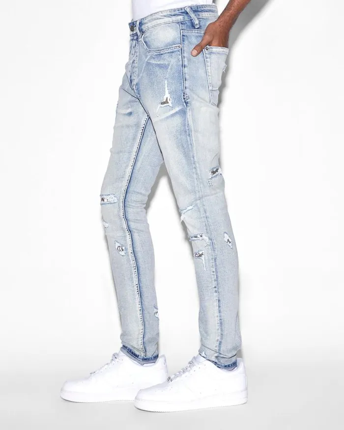 Ksubi Van Winkle Punk Blue Shred Mens Skinny