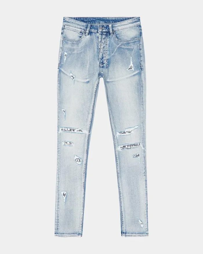 Ksubi Van Winkle Punk Blue Shred Mens Skinny