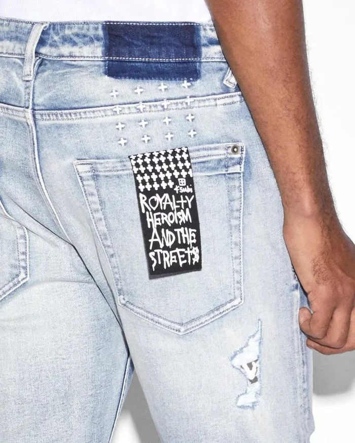 Ksubi Van Winkle Punk Blue Shred Mens Skinny