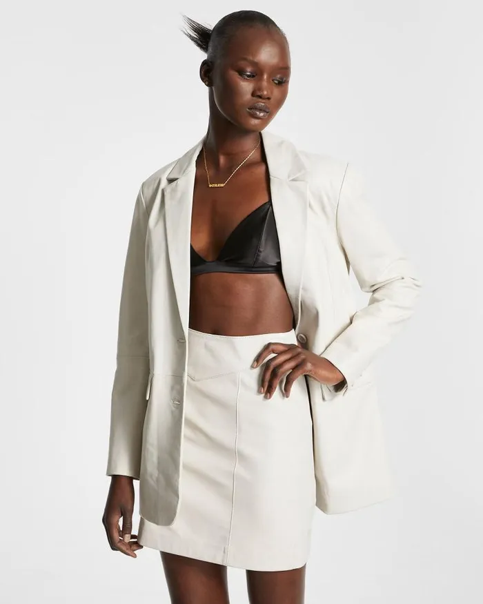 Ksubi Vivian Leather Blazer Off White Womens Jackets