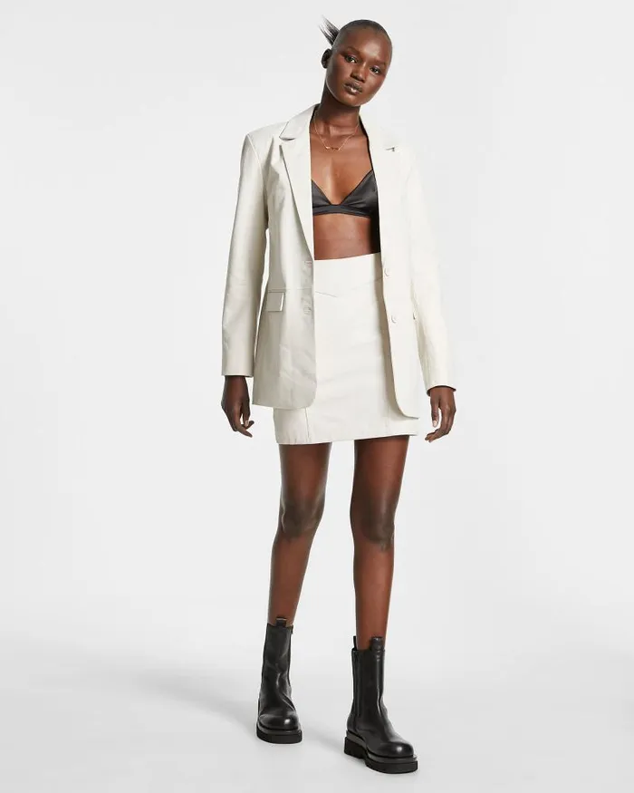 Ksubi Vivian Leather Blazer Off White Womens Jackets