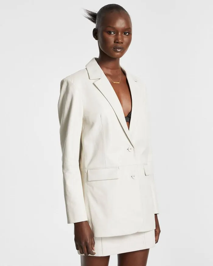 Ksubi Vivian Leather Blazer Off White Womens Jackets