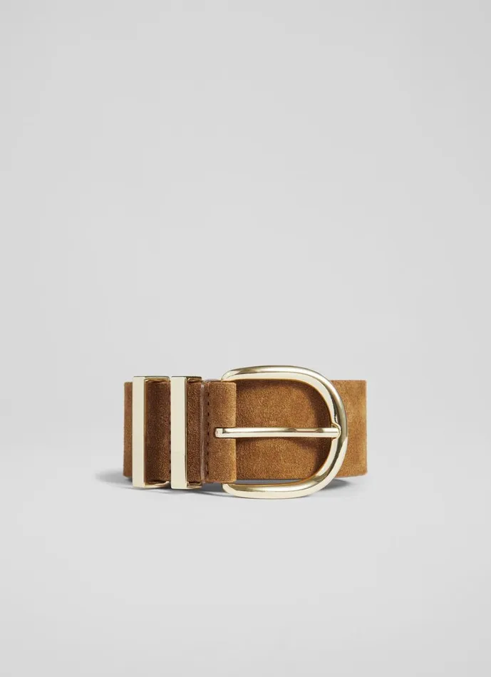LKBennett Belts Women Carley Nutmeg Suede Metal Loop Belt LKBennett Belts Women Carley Nutmeg Suede Metal Loop Belt