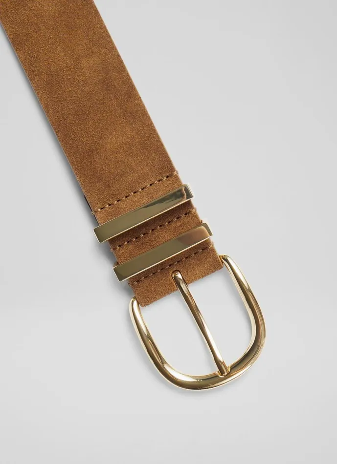 LKBennett Belts Women Carley Nutmeg Suede Metal Loop Belt LKBennett Belts Women Carley Nutmeg Suede Metal Loop Belt
