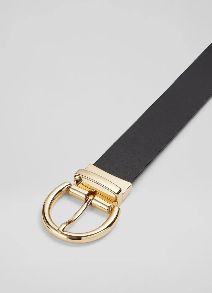 LKBennett Belts Women Odette Black And Tan Leather Reversible Belt