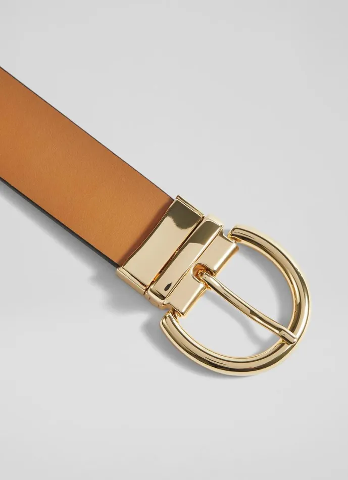 LKBennett Belts Women Odette Black And Tan Leather Reversible Belt