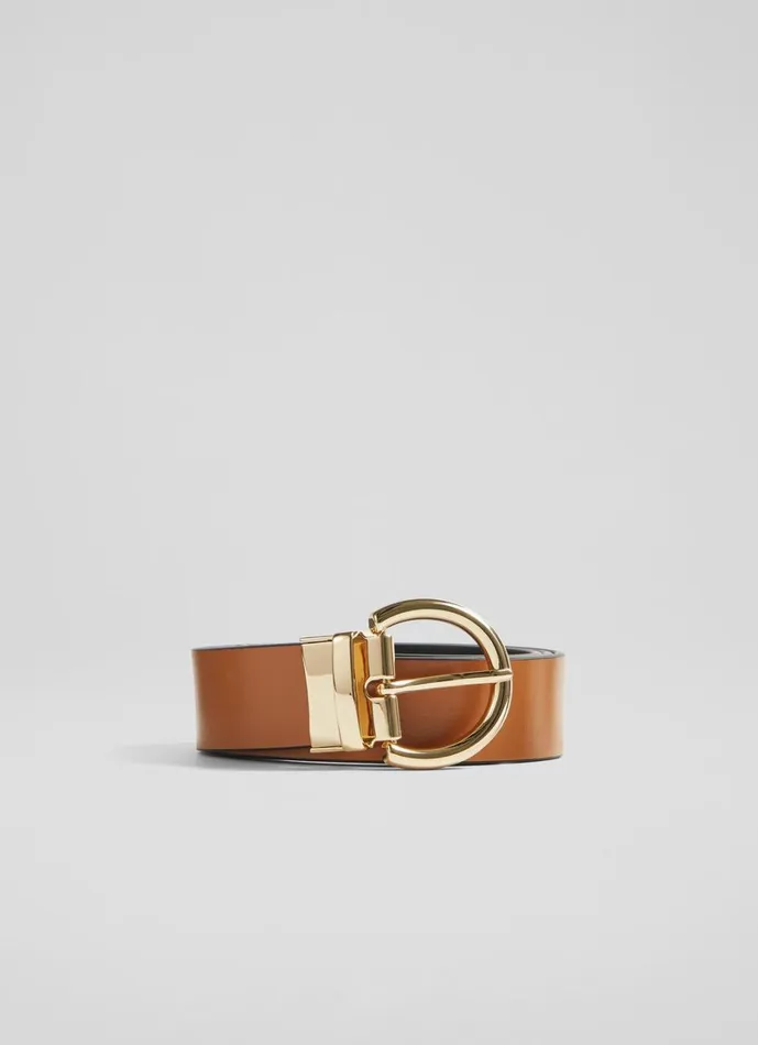 LKBennett Belts Women Odette Black And Tan Leather Reversible Belt