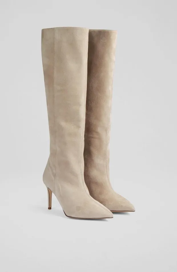 LKBennett Boots Women Astrid Grey Suede Slouchy KneeHigh Boots LKBennett Boots Women Astrid Grey Suede Slouchy KneeHigh Boots