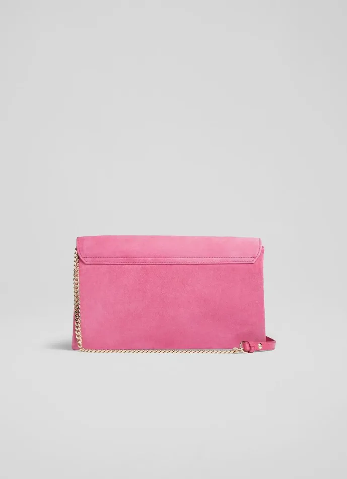 LKBennett Clutch Bags Women Dora Pink Suede Envelope Clutch LKBennett Clutch Bags Women Dora Pink Suede Envelope Clutch