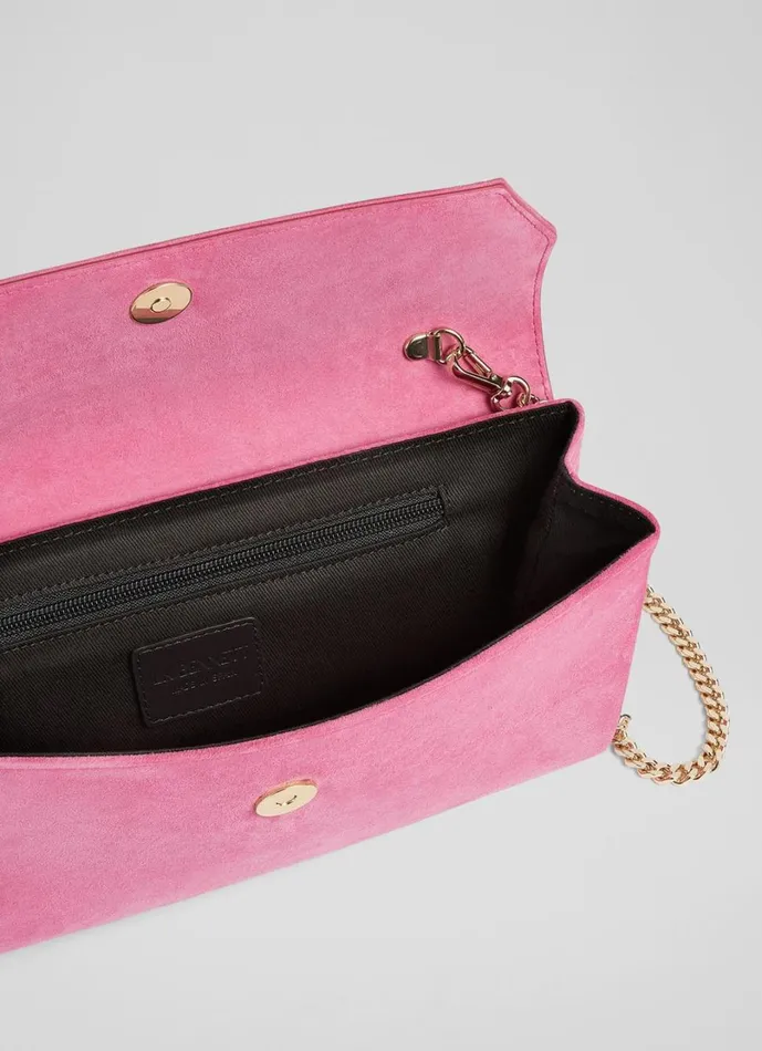 LKBennett Clutch Bags Women Dora Pink Suede Envelope Clutch LKBennett Clutch Bags Women Dora Pink Suede Envelope Clutch