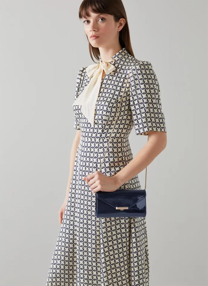 LKBennett Clutch Bags Women Lucy Navy Patent Leather Clutch Bag LKBennett Clutch Bags Women Lucy Navy Patent Leather Clutch Bag