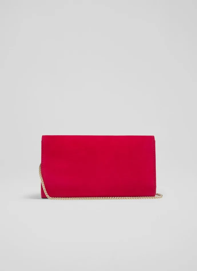 LKBennett Clutch Bags Women Lucy Roca Red Suede Clutch