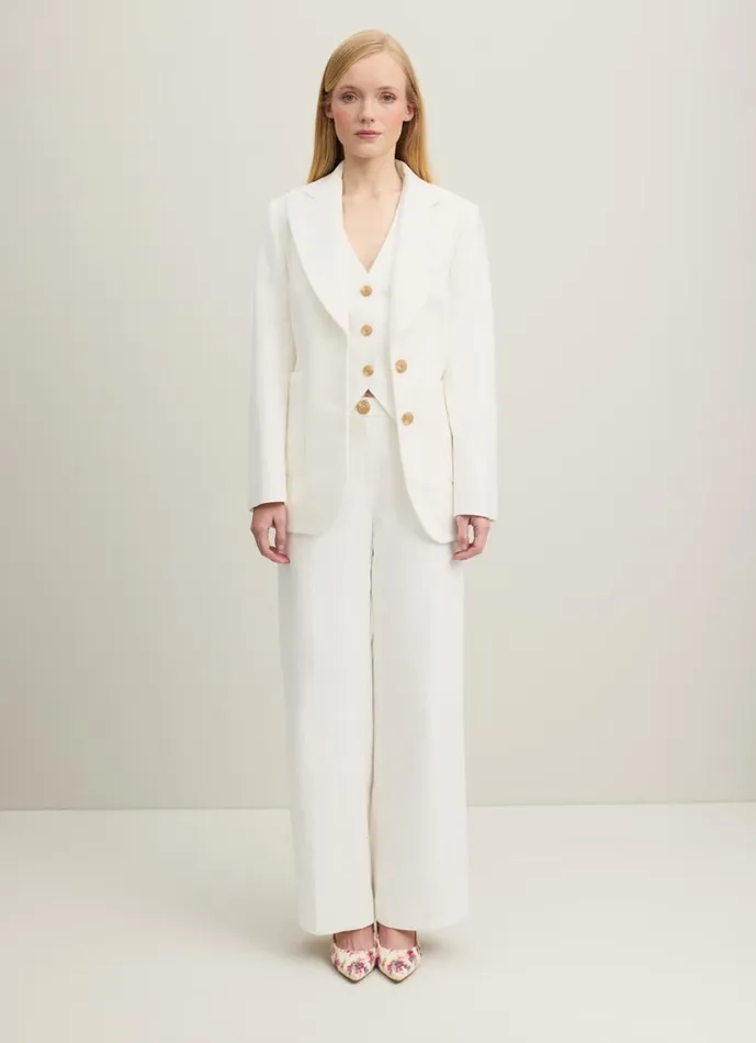 LKBennett Coats and Jackets Women Avery Cream Italian Cotton Jacket LKBennett Coats and Jackets Women Avery Cream Italian Cotton Jacket